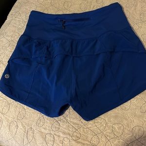 Lululemon Women Jet Stream Solid Blue High Waist 2.5" Speed Up Short 6